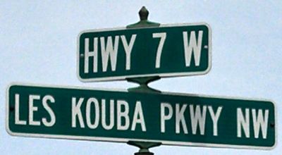 Sign Hwy 7 W - Les Kouba Pkwy NW